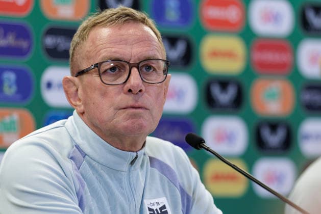 SOCCER - NL, IRL vs AUT DUBLIN,IRELAND,30.SEP.26 - SOCCER - UEFA Nations League, OEFB international match, Länderspiel, Nationalmannschaft Ireland vs Austria, preview, press conference, PK, Pressekonferenz team AUT. Image shows head coach Ralf Rangnick (AUT).  GEPAxpictures xArminxRauthner