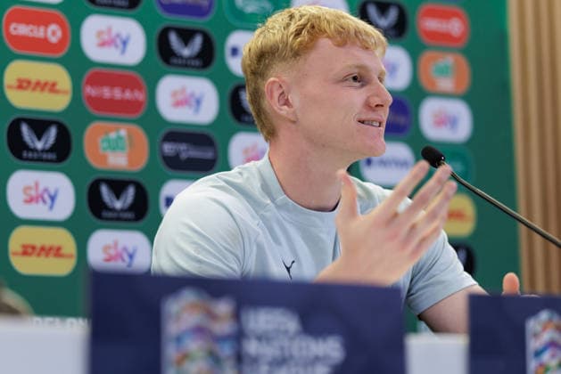 SOCCER - NL, IRL vs AUT DUBLIN,IRELAND,30.SEP.26 - SOCCER - UEFA Nations League, OEFB international match, Länderspiel, Nationalmannschaft Ireland vs Austria, preview, press conference, PK, Pressekonferenz team AUT. Image shows Nicolas Seiwald (AUT).  GEPAxpictures xArminxRauthner