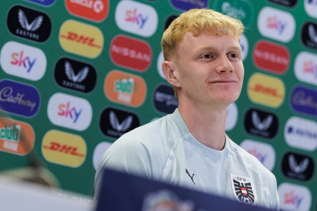 SOCCER - NL, IRL vs AUT DUBLIN,IRELAND,30.SEP.26 - SOCCER - UEFA Nations League, OEFB international match, Länderspiel, Nationalmannschaft Ireland vs Austria, preview, press conference, PK, Pressekonferenz team AUT. Image shows Nicolas Seiwald (AUT).  GEPAxpictures xArminxRauthner