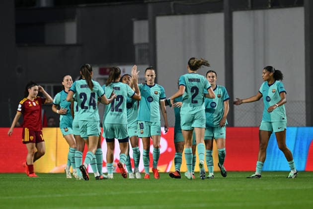 IPA89151533 - Caroline Graham Hansen of F.C. Barcelona celebrates after scoring the goal that made the score 0-1 during Matchday 2 of the group stage of the 2026 27 UEFA Women s Champions League, a soccer match between A.S. Roma and F.C. Barcelona at Tre Fontane Stadium on September 30, 2026, in Rome, Italy.  Copyright: xDomenicoxCippitelli IPAxSportx xx IPA89151533