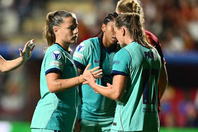 IPA89151563 - Claudia Pina of F.C. Barcelona celebrates after scoring the goal that made the score 0-3 during Matchday 2 of the 2026 27 UEFA Women s Champions League group stage, a soccer match between A.S. Roma and FC Barcelona, Barca at the Tre Fontane Stadium on September 30, 2026, in Rome, Italy.  Copyright: xDomenicoxCippitelli IPAxSportx xx IPA89151563
