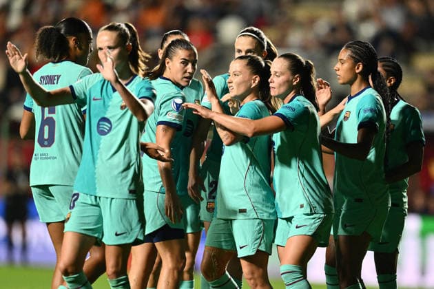 SOCCER - Women s Champions League - AS Roma vs. FC Barcelona, Barca Photo by IPA ABACAPRESS.COM89151551 - Claudia Pina of F.C. Barcelona celebrates after scoring the goal that made the score 0-3 during Matchday 2 of the 2026 27 UEFA Women s Champions League group stage, a soccer match between A.S. Roma and F.C. Barcelona at the Tre Fontane Stadium on September 30, 2026, in Rome, Italy. Rome Italy  Copyright: xIPAxSport ABACAx