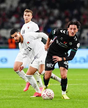Konyaspor v Palestine - Friendly KONYA, TURKIYE - SEPTEMBER 30: Mustafa Samer Ramdan of Palestine in action against Emir Bars of Konyaspor during a friendly match between Konyaspor and the Palestine National Football Team as part of Palestine Day events at Konya Metropolitan Municipality Stadium in Konya, Turkiye on September 30, 2026. Evrim Aydin Anadolu Konya Turkey. Editorial use only. Please get in touch for any other usage.  Copyright: x2026xAnadoluxEvrimxAydinx