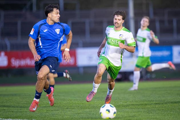 September 30, 2026, xkwix, Soccer, Krombacher Westfalen Cup, SC Herford vs. FC Gütersloh, Ludwig Jahn Stadium, Round of 16, 2026–2027 Season: Paolo Maiella (FC Gütersloh 9) in a duel with Cinar Sansar (SC Herford 20). DFB regulations prohibit any use of photographs as image sequences and or quasi-video. Photo: xKamilxWilkowskixPressefotoKochx, North Rhine-Westphalia, Germany