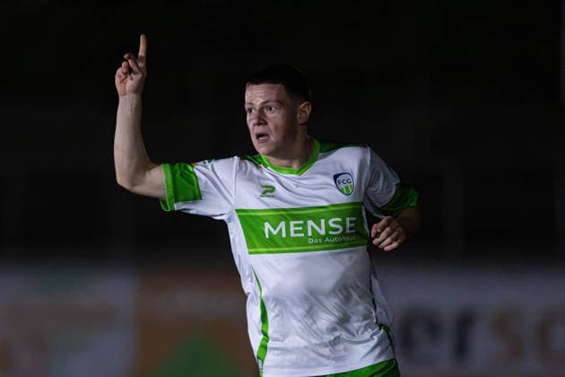 September 30, 2026, xkwix, Soccer, Krombacher Westphalia Cup, SC Herford vs. FC Gütersloh, Ludwig Jahn Stadium, Round of 16, 2026–2027 Season: Justin Lukas of FC Gütersloh 22 celebrates the goal that made the score 0–3. DFB regulations prohibit any use of photographs as image sequences and or quasi-video. Photo: xKamilxWilkowskixPressefotoKochx, North Rhine-Westphalia, Germany