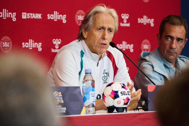 Portugal Training And press conference, PK, Pressekonferenz Jorge Jesus, head coach of Portugal, attends a press conference ahead of the UEFA Nations League 2026 27 Group A4 match against Denmark at Parken Stadium in Copenhagen, Denmark, on September 30, 2026. Copenhagen Denmark  Copyright: xKristianxTuxenxLadegaardxBergx originalFilename:berg-portugal260930_npLjM.jpg