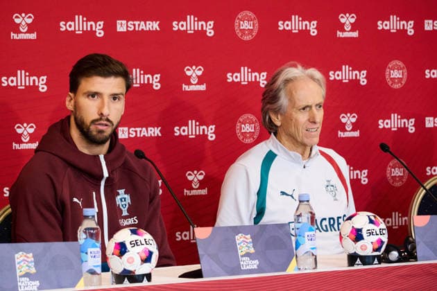 Portugal Training And press conference, PK, Pressekonferenz Portugal national soccer team player Ruben Dias and Head Coach Jorge Jesus of Portugal attend a press conference ahead of the UEFA Nations League 2026 27 Group A4 MD3 match against Denmark at Parken Stadium in Copenhagen, Denmark, on September 30, 2026. Copenhagen Denmark  Copyright: xKristianxTuxenxLadegaardxBergx originalFilename:berg-portugal260930_npzCT.jpg