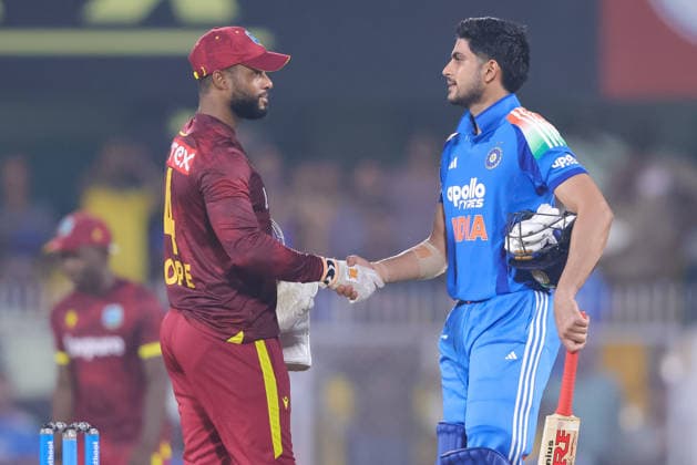 India v West Indies - ODI Series 2026 Shubman Gill, captain of India, and Shai Hope, captain of West Indies, meet after India won by 8 wickets during the second one day international (ODI) cricket match between India and West Indies at Barsapara Cricket Stadium in Guwahati, India, on September 30, 2026. Guwahati Assam India  Copyright: xShubhajitxRoyxKarmakarx originalFilename:roykarmakar-2ndodicr260930_np3z6.jpg