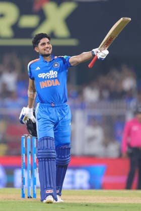 India v West Indies - ODI Series 2026 Shubman Gill, captain of India, celebrates after scoring a century during the second one day international (ODI) cricket match between India and West Indies at Barsapara Cricket Stadium in Guwahati, India, on September 30, 2026. Guwahati Assam India  Copyright: xShubhajitxRoyxKarmakarx originalFilename:roykarmakar-2ndodicr260930_npC0E.jpg