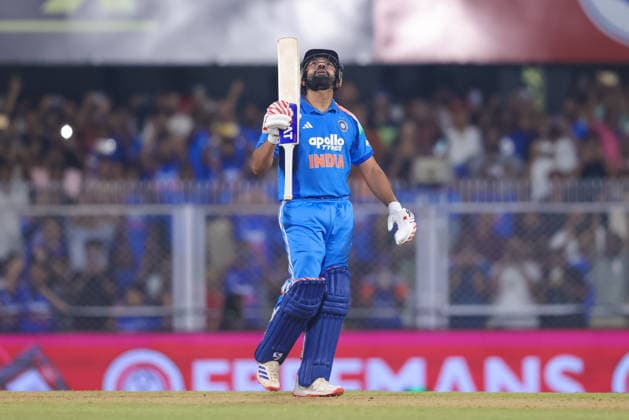 India v West Indies - ODI Series 2026 Rohit Sharma of India celebrates after scoring a century during the second one day international (ODI) cricket match between India and West Indies at Barsapara Cricket Stadium in Guwahati, India, on September 30, 2026. Guwahati Assam India  Copyright: xShubhajitxRoyxKarmakarx originalFilename:roykarmakar-2ndodicr260930_npcCZ.jpg