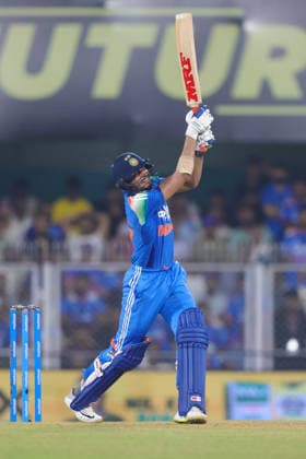 India v West Indies - ODI Series 2026 Shubman Gill, captain of India, hits a six during the second one day international (ODI) cricket match between India and West Indies at Barsapara Cricket Stadium in Guwahati, India, on September 30, 2026. Guwahati Assam India  Copyright: xShubhajitxRoyxKarmakarx originalFilename:roykarmakar-2ndodicr260930_npKJR.jpg