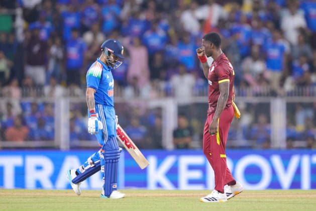 India v West Indies - ODI Series 2026 Shamar Joseph of the West Indies celebrates a wicket after the dismissal of Virat Kohli of India during the second one day international (ODI) cricket match between India and the West Indies at Barsapara Cricket Stadium in Guwahati, India, on September 30, 2026. Guwahati Assam India  Copyright: xShubhajitxRoyxKarmakarx originalFilename:roykarmakar-2ndodicr260930_nppGF.jpg