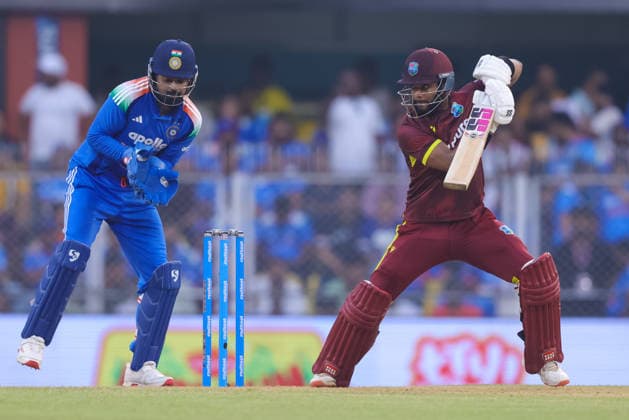 India v West Indies - ODI Series 2026 Shai Hope, captain of the West Indies, hits a four during the second one day international (ODI) cricket match between India and West Indies at Barsapara Cricket Stadium in Guwahati, India, on September 30, 2026. Guwahati Assam India  Copyright: xShubhajitxRoyxKarmakarx originalFilename:roykarmakar-2ndodicr260930_npPIy.jpg