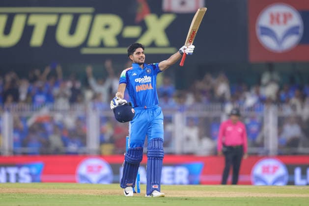 India v West Indies - ODI Series 2026 Shubman Gill, captain of India, celebrates after scoring a century during the second one day international (ODI) cricket match between India and West Indies at Barsapara Cricket Stadium in Guwahati, India, on September 30, 2026. Guwahati Assam India  Copyright: xShubhajitxRoyxKarmakarx originalFilename:roykarmakar-2ndodicr260930_npsqA.jpg