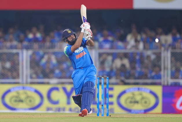 India v West Indies - ODI Series 2026 Rohit Sharma of India hits a six during the second one day international (ODI) cricket match between India and West Indies at Barsapara Cricket Stadium in Guwahati, India, on September 30, 2026. Guwahati Assam India  Copyright: xShubhajitxRoyxKarmakarx originalFilename:roykarmakar-2ndodicr260930_npWjG.jpg