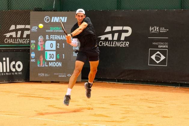 RECORD DATE NOT STATED fernandez (bra) contra midon (arg) pelo ATP, Tennis Herren challenger curitiba Curitiba (PR) 09 30 2026 - ATP Challenger Curitiba Fernandez Midon - Tennis player Bruno Fernandez (BRA) against Lautaro Midon (ARG) for the ATP Challenger Curitiba tournament, at the Graciosa Country Club on the afternoon of Wednesday, September 30, 2026.(Foto: Edson De Souza Thenews2 imago images) SPO  Copyright: xEdsonxDexSouzax
