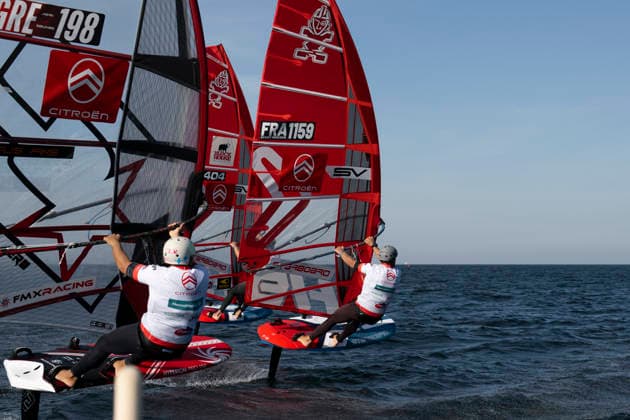 PWA Citroën World Windsurfing Tour Sylt 2026 Day 5 Slalom Foil Men Sylt Westerland, September 30, 2026 Benoit Merceur Slalom Foil Men, France, FRA 1159 Fabian Wolf Slalom Foil Men, Germany, GER 404 PWA Citroën World Windsurfing Tour Sylt 2026 Day 5 Slalom Foil Men on September 30, 2026, off Brandenburger Beach, motorboat on Sylt, Westerland, Germany Copyright: xBEAUTIFULxSPORTS AndreasxDickx