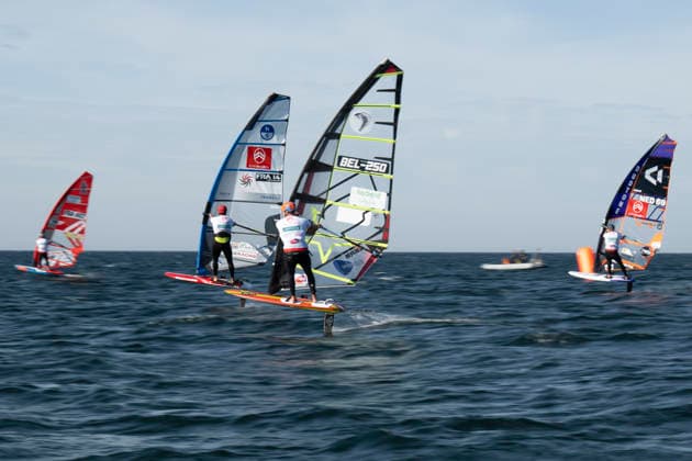 PWA Citroën World Windsurfing Tour Sylt 2026 Day 5 Slalom Foil Men Sylt Westerland, September 30, 2026 Pierre Mortefon Slalom Foil Men, France, F 14 Cyril Evard Slalom Foil Men, Belgium, BEL 250 PWA Citroën World Windsurfing Tour Sylt 2026, Day 5: Slalom Foil Men on September 30, 2026, off Brandenburger Beach, motorboat on Sylt, Westerland, Germany Copyright: xBEAUTIFULxSPORTS AndreasxDickx