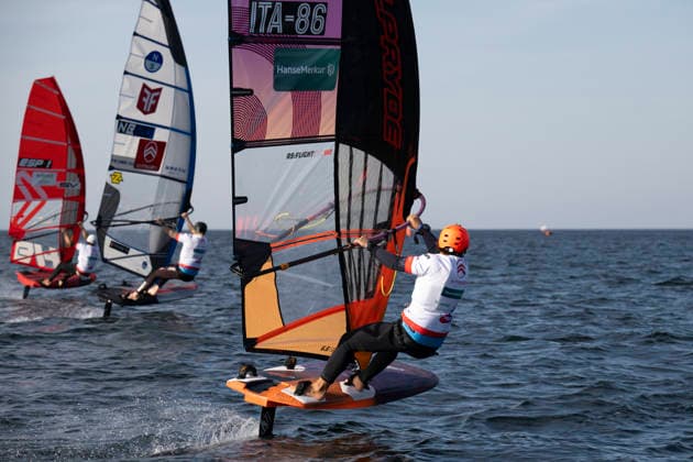 PWA Citroën World Windsurfing Tour Sylt 2026, Day 5: Slalom Foil Men, Sylt Westerland, September 30, 2026; Amado Vrieswijk: Slalom Foil Men and Freestyle Men, Bonaire, NB 20 Nacho Baltasar Summers, Slalom Foil Men, Spain, ESP 1 Fabian Wolf Slalom Foil Men, Germany, GER 404 PWA Citroën World Windsurfing Tour Sylt 2026 Day 5 Slalom Foil Men on September 30, 2026, off Brandenburger Beach, motorboat on Sylt, Westerland, Germany Copyright: xBEAUTIFULxSPORTS AndreasxDickx