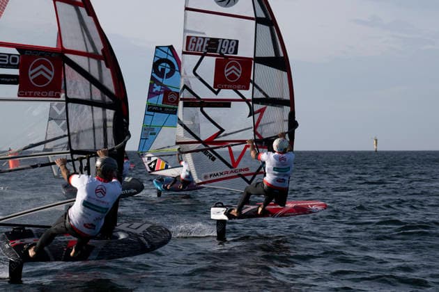 PWA Citroën World Windsurfing Tour Sylt 2026 Day 5 Slalom Foil Men Sylt Westerland, September 30, 2026 John Soukos Slalom Foil Men, Greece, GRE 198 Alexis Mathis Slalom Foil Men, France, FRA 997 PWA Citroën World Windsurfing Tour Sylt 2026 Day 5 Slalom Foil Men on September 30, 2026, off Brandenburger Beach, motorboat on Sylt, Westerland, Germany Copyright: xBEAUTIFULxSPORTS AndreasxDickx