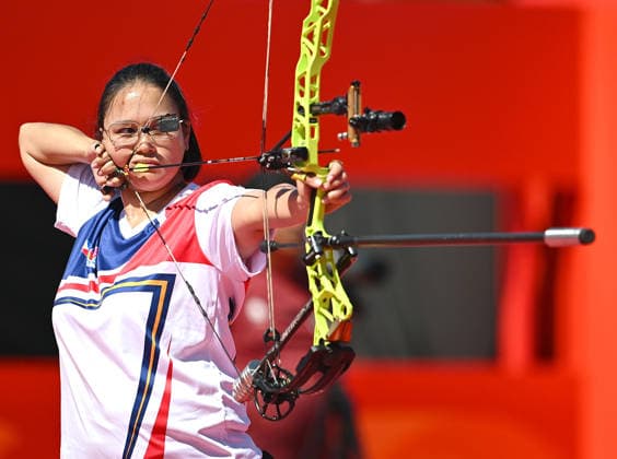(261001) -- OKAZAKI, Oct. 1, 2026 -- Amaya Amparo Cojuangco of the Philippines competes during the compound women s individual gold medal match of archery between Nurisa Dian Ashrifah of Indonesia and Amaya Amparo Cojuangco of the Philippines at the 20th Asian Games Aichi-Nagoya 2026 in Okazaki of Aichi Prefecture, Japan, Oct. 1, 2026. ) (SP)JAPAN-OKAZAKI-ASIAN GAMES-ARCHERY-COMPOUND WOMEN S INDIVIDUAL-GOLD MEDAL MATCH YuxYang 