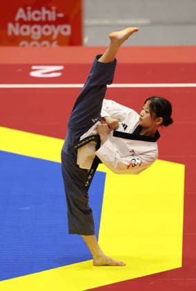 S. Korea s taekwondo player at Asian Games S. Korea s taekwondo player at Asian Games Jun Ha-eun of South Korea performs during the semifinal of the women s poomsae event in taekwondo at the Aichi-Nagoya Asian Games at Toyohashi Gymnasium in Toyohashi, Aichi Prefecture, central Japan, on Oct. 1, 2026. (Yonhap) 2026-10-01 09:57:28 <Copyright ¨Ï 1980-2026 YONHAPNEWS AGENCY. .> ì¼ë³¸ ÀÏº» EDITORIAL USE ONLY  Copyright: xx Korea s ???x 0868275469st