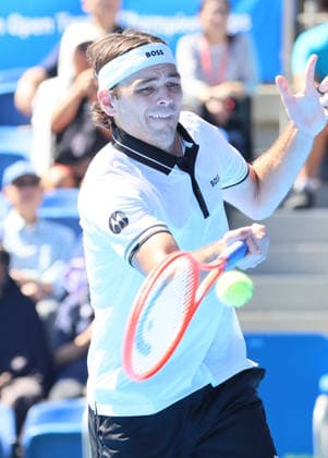 October 1, 2026, Tokyo, Japan - Taylor Fritz of the United States returns the ball against Jaumu Munar of Spain during the first round match of the Japan Open tennis championship at the Ariake Colosseum in Tokyo on Thursday, October 1, 2026. (photo by Yoshio Tsunoda AFLO) Noxthirdxpartyxsales  0868287379st YoshioxTsunodax