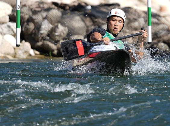 (261001) -- TOYOTA, Oct. 1, 2026 -- Zhang Zhicheng of China competes during the men s canoe single final of canoe slalom at the 20th Asian Games Aichi-Nagoya 2026 in Toyota of Aichi Prefecture, Japan, Oct. 1, 2026. ) (SP)JAPAN-TOYOTA-ASIAN GAMES-CANOE SLALOM-MEN S CANOE SINGLE-FINAL ZhangxHaobo 