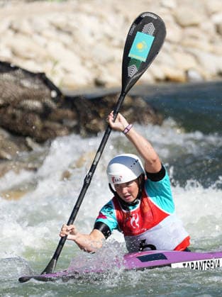 (261001) -- TOYOTA, Oct. 1, 2026 -- Yekaterina Tarantseva of Kazakhstan competes during the women s kayak single final of canoe slalom at the 20th Asian Games Aichi-Nagoya 2026 in Toyota of Aichi Prefecture, Japan, Oct. 1, 2026. ) (SP)JAPAN-TOYOTA-ASIAN GAMES-CANOE SLALOM-WOMEN S KAYAK SINGLE-FINAL ZhangxHaobo 