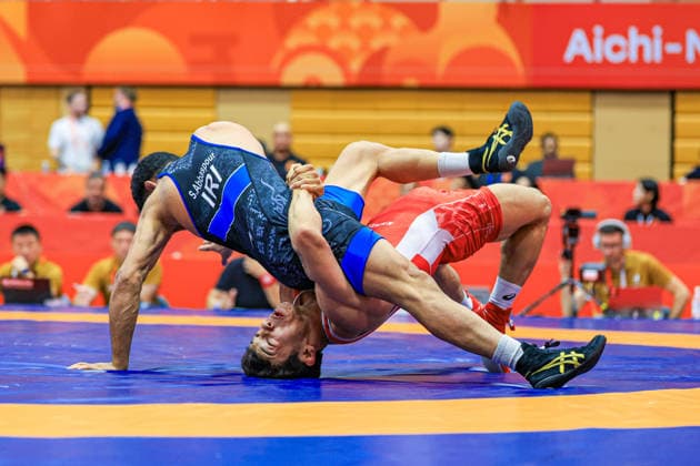 Asian Games, 60 kg Greco-Roman: Alisher Ganiev (UZB) def. Sajjad Javid Abbaspourragani (IRI) Copyright: xAmirrezaxAliasgarix