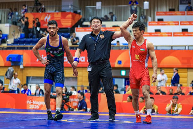 Asian Games, 60 kg Greco-Roman: Alisher Ganiev (UZB) def. Sajjad Javid Abbaspourragani (IRI) Copyright: xAmirrezaxAliasgarix