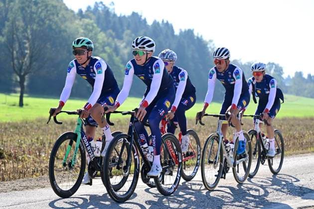 UEC 2026 Road European Championship, EM, Europameisterschaft Ljubljana 01 10 2026 LJUBLJANA, SLOVENIA - OCTOBER 01 : riders of team France during a training ride prior to the 2026 UEC Road European Championship on October 1, 2026 in Ljubljana, Slovenia, 01 10 2026 Ljubljana Slovenia  Copyright: xJanxDexMeuleneirx