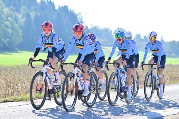 UEC 2026 Road European Championship, EM, Europameisterschaft Ljubljana 01 10 2026 LJUBLJANA, SLOVENIA - OCTOBER 01 : riders of Belgium - Women U23 during a training ride prior to the 2026 UEC Road European Championship on October 1, 2026 in Ljubljana, Slovenia, 01 10 2026 Ljubljana Slovenia  Copyright: xJanxDexMeuleneirx