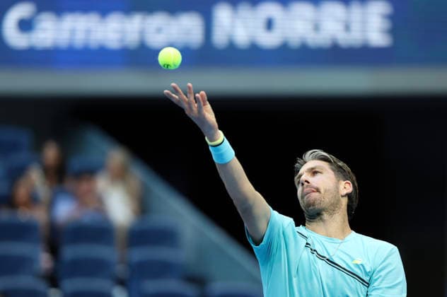 (261001) -- BEIJING, Oct. 1, 2026 -- Cameron Norrie serves during the men s singles first round match between Alexander Zverev of Germany and Cameron Norrie of Britain at 2026 China Open tennis tournament in Beijing, China, Oct. 1, 2026. ) (SP)CHINA-BEIJING-TENNIS-CHINA OPEN-MEN S SINGLES(CN) BaixXuefei 