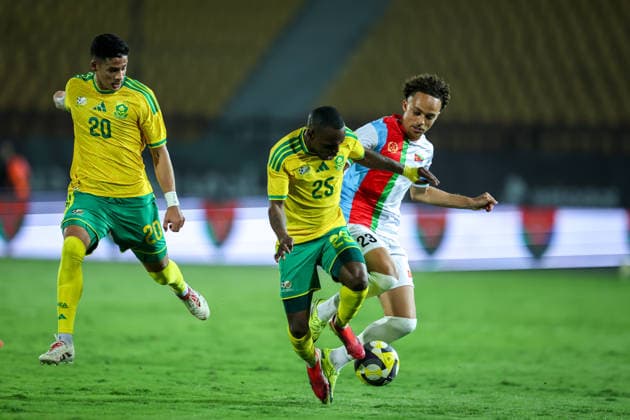 Eritrea v South Africa - CAF Africa Cup Of Nations Qualifiers Ismail Maill Lundgren, number 23 of Eritrea, battles for possession with Kamogelo Michea Sebelebele, number 25 of South Africa, during the CAF Africa Cup of Nations qualifier between Eritrea and South Africa at Al Salam Stadium on September 30, 2026. Cairo Egypt  Copyright: xAymanxArefx originalFilename:aref-notitle260930_npPdo.jpg