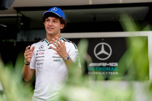 KIMI ANTONELLI Andrea (Italy), Mercedes AMG F1 Team W16, portrait from the 2026 Formula 1 Bahrain Grand Prix, 2026 Formula 1 Bahrain Grand Prix, 2026 Formula 1 Bahrain Grand Prix, 2026 Formula 1 Bahrain Grand Prix during the 2026 Formula 1 Bahrain Grand Prix in Malaysia, the 16th round of the 2026 Formula One World Championship, held October 2–4, 2026, at the Sepang International Circuit in Sepang, Malaysia. Photo by Jiri Krenek, Active Pictures Malaysia