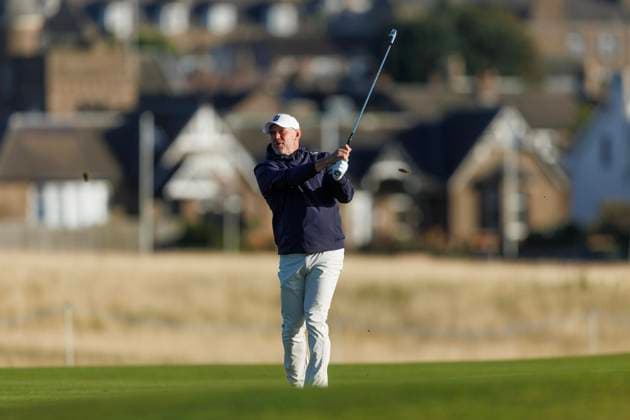 1st October 2026; Carnoustie Golf Links, Carnoustie, Angus, Scotland; DP World Tour Golf, Alfred Dunhill Links Championship, Day 1; Lee Westwood of England plays a shot from the fairway on the first hole DavidxYoung