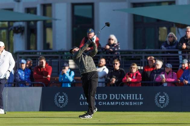 1st October 2026; Carnoustie Golf Links, Carnoustie, Angus, Scotland; DP World Tour Golf, Alfred Dunhill Links Championship, Day 1; Connor Syme of Scotland plays a shot from the tee on the first hole DavidxYoung