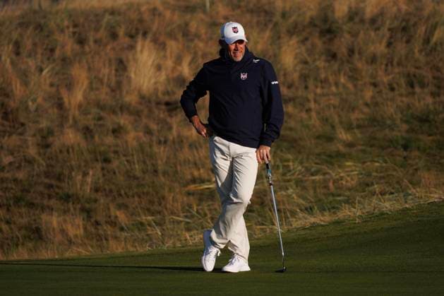 1st October 2026; Carnoustie Golf Links, Carnoustie, Angus, Scotland; DP World Tour Golf, Alfred Dunhill Links Championship, Day 1; Lee Westwood of England on the first green DavidxYoung
