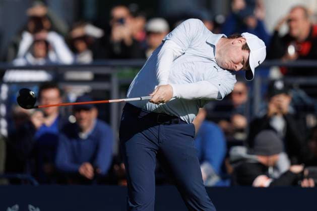 1st October 2026; Carnoustie Golf Links, Carnoustie, Angus, Scotland; DP World Tour Golf, Alfred Dunhill Links Championship, Day 1; Robert Macintyre of Scotland plays a shot from the tee on the first hole DavidxYoung