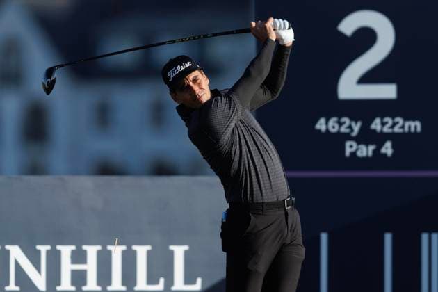 1st October 2026; Carnoustie Golf Links, Carnoustie, Angus, Scotland; DP World Tour Golf, Alfred Dunhill Links Championship, Day 1; Rafa Cabrera Bello of Spain plays a shot from the tee on the second hole DavidxYoung