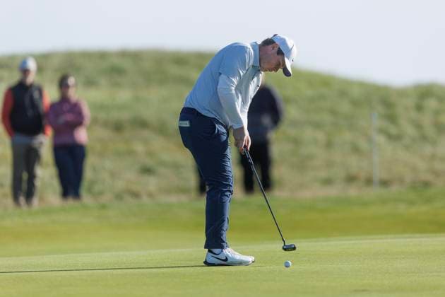 RECORD DATE NOT STATED 1st October 2026; Carnoustie Golf Links, Carnoustie, Angus, Scotland; DP World Tour Golf, Alfred Dunhill Links Championship, Day 1; Robert Macintyre of Scotland putts on the fifteenth green DavidxYoung
