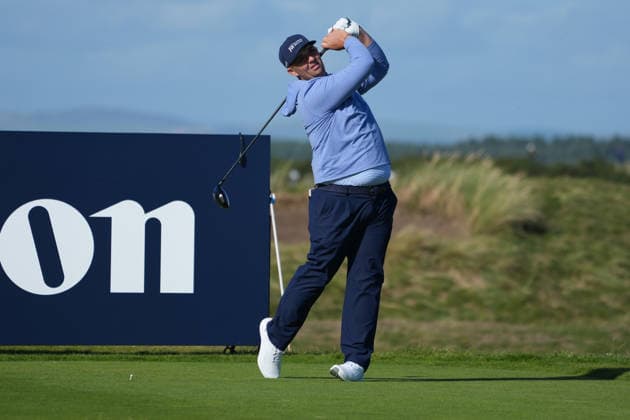 RECORD DATE NOT STATED 1st October 2026; Old Course at St Andrews, Mount Melville, Scotland; DP World Tour Golf, Alfred Dunhill Links Championship, Day 1; Marcus Armitage plays his tee shot on the 16th hole AlecxBrown