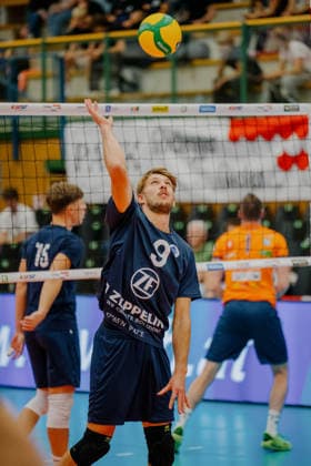 VOLLEYBALL - Coppa Pallavolo Senza Confini HARTBERG,AUSTRIA,01.OCT.26 - VOLLEYBALL - Coppa Pallavolo Senza Confini, VfB Friedrichshafen vs ACH Volley Ljubljana. Image shows Pierre Toledo (Friedrichshafen) during warm up.  GEPAxpictures xRomanxKoenigshofer