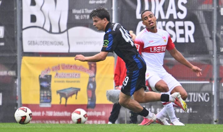 October 1, 2026 Soccer Season 2026–2027 Exhibition Match Friendly Match Preseason Match VfB Stuttgart SpVgg Greuther Fürth Kleeblatt Sports Photo Zink xwoxzix regulations prohibit any use of photographs as image sequences and or quasi-video; for editorial use only Dominik Spath 49, SpVgg Greuther Fürth; Jamie Leweling 18, VfB Stuttgart