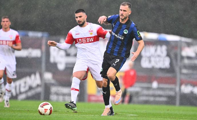 October 1, 2026 Soccer Season 2026–2027 Exhibition Match Friendly Match Preseason Match VfB Stuttgart SpVgg Greuther Fürth Kleeblatt Sports Photo Zink xwoxzix Regulations prohibit any use of photographs as image sequences and or quasi-video; for editorial use only. Deniz Undav 26, VfB Stuttgart Dennis Srbeny 7, SpVgg Greuther Fürth