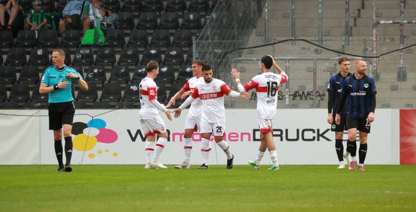 October 1, 2026, VfB Stuttgart vs. SpVgg Greuther Fürth, Germany, Großaspach, October 1, 2026, Soccer, Bundesliga, 2026–2027 season, Friendly match, VfB Stuttgart vs. SpVgg Greuther Fürth, Deniz Undav, VfB Stuttgart, celebration, goal, 1–0, Undav