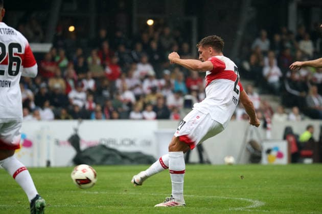 October 1, 2026, VfB Stuttgart vs. SpVgg Greuther Fürth, Germany, Großaspach, October 1, 2026, Soccer, Bundesliga, 2026–2027 season, Friendly match, VfB Stuttgart vs. SpVgg Greuther Fürth, Grischa Prömel, VfB Stuttgart, Goal 2–0, Prömel