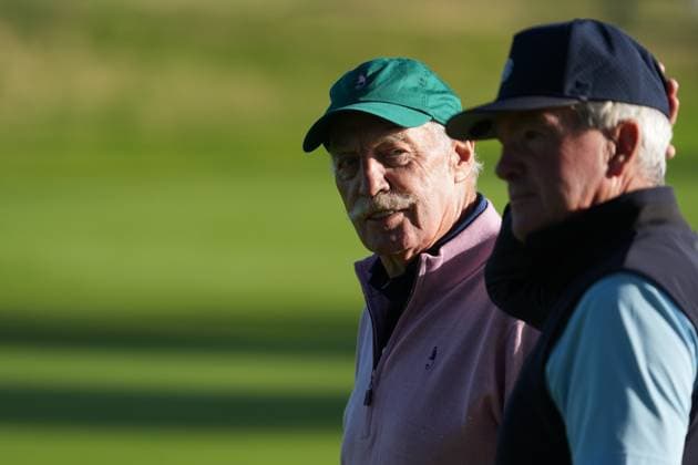 Dermot Desmond on the 9th hole at Carnoustie. Alfred Dunhill Links Championship, Round 1, Carnoustie Golf Links, Angus, UK, Carnoustie Golf Links, Dundee, Tayside, Scotland - 01 Oct 2026Dundee Carnoustie Golf Links Tayside United Kingdom  Copyright: xStuartxWallace Shutterstockx 17180129c