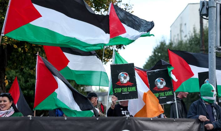 UEFA Nations League Group Stage, Aviva Stadium, Dublin 1 10 2026 Republic of Ireland vs Austria A view of the Stop The Game protest near the stadium A view of the Stop The Game protest near the stadium 1 10 2026  Copyright: xx NE1L4048